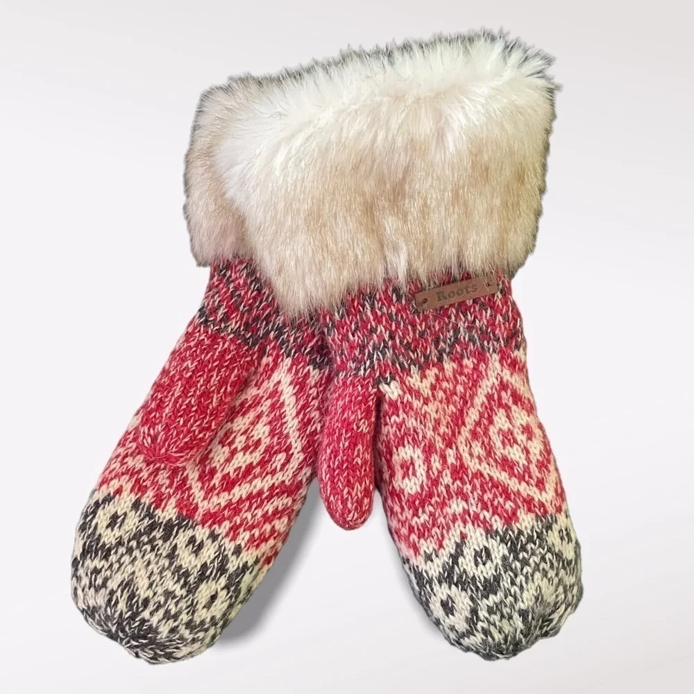 Roots Canada Kid Girls Neve Fair Isle Mitten L NWT